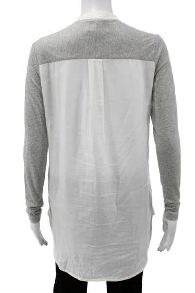 Vince Womens Tunic Blouse Gray High Neck Long Sleeve Cotton Modal Size 2XS