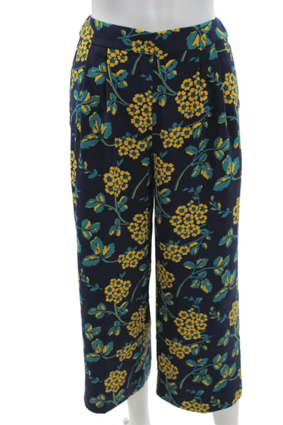 J Crew Womens Cropped Floral Dark Blue Pants Size 00