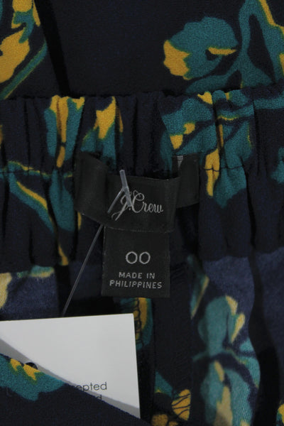 J Crew Womens Cropped Floral Dark Blue Pants Size 00