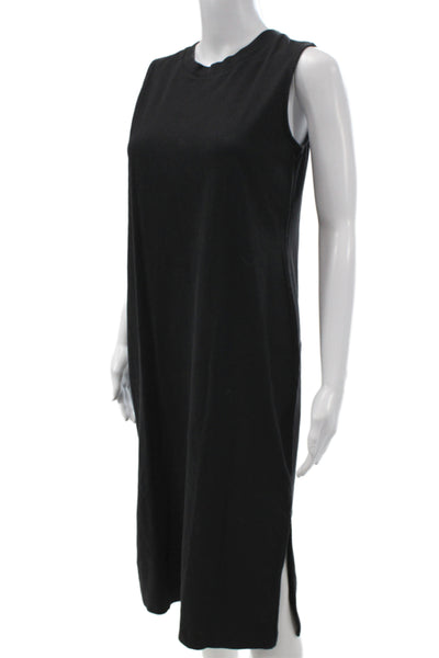 Everlane Womens Tank Dress Black Organic Cotton Crew Neck Knee Length Size XS
