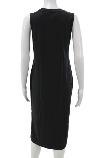 Everlane Womens Tank Dress Black Organic Cotton Crew Neck Knee Length Size XS