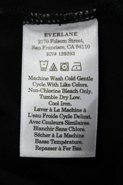 Everlane Womens Tank Dress Black Organic Cotton Crew Neck Knee Length Size XS