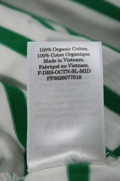 Everlane Women Tank Dress Green Striped Organic Cotton Knee Length Size XS