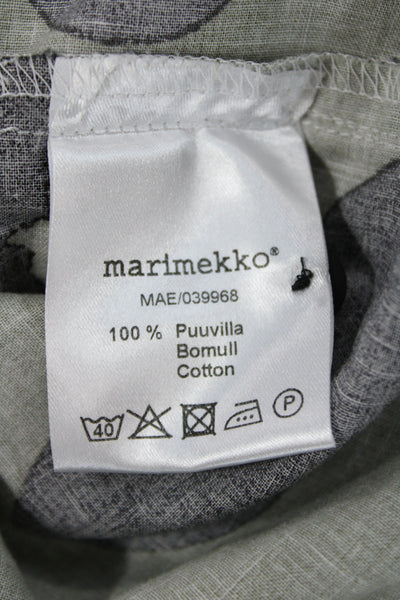 Marimekko Womens Black Floral Cotton Shirt Dress Short Sleeve Size XS