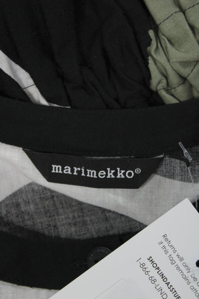Marimekko Womens Black Floral Cotton Shirt Dress Short Sleeve Size XS