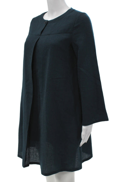 APC Womens Shift Dress Dark Blue Cotton Linen Knee Length Size 34