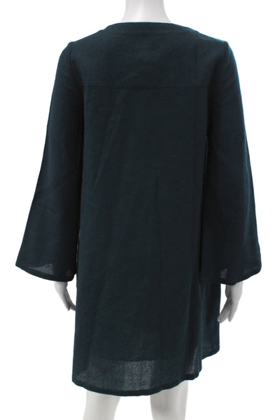 APC Womens Shift Dress Dark Blue Cotton Linen Knee Length Size 34