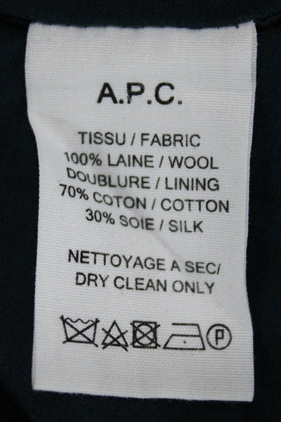APC Womens Shift Dress Dark Blue Cotton Linen Knee Length Size 34