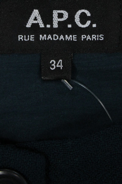 APC Womens Shift Dress Dark Blue Cotton Linen Knee Length Size 34