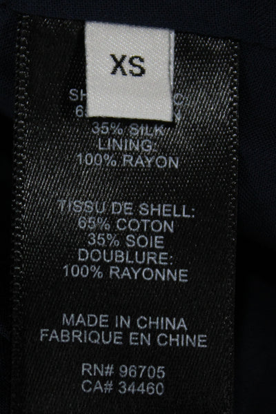 Rebecca Taylor Womens Shirt Dress Dark Blue High Neck Long Sleeve Size XS