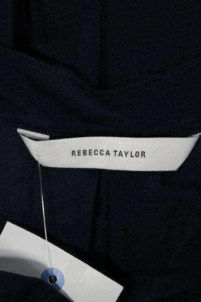 Rebecca Taylor Womens Shirt Dress Dark Blue High Neck Long Sleeve Size XS