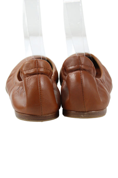 Ralph Lauren Collection Womens Slip On Round Toe Leather Ballet Flats Brown 8