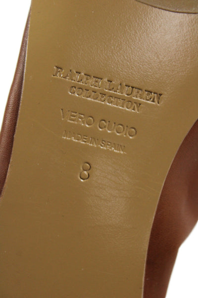 Ralph Lauren Collection Womens Slip On Round Toe Leather Ballet Flats Brown 8