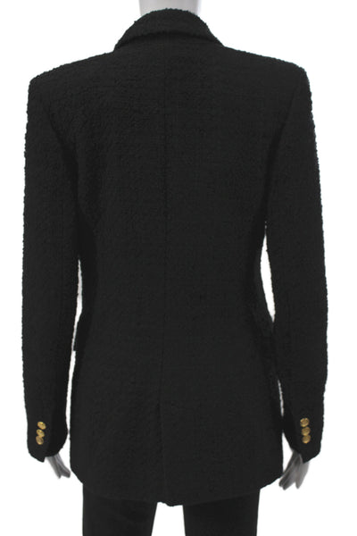 Zara Women Black Wool Polyester Collared Long Sleeve Button Blazer Size XS