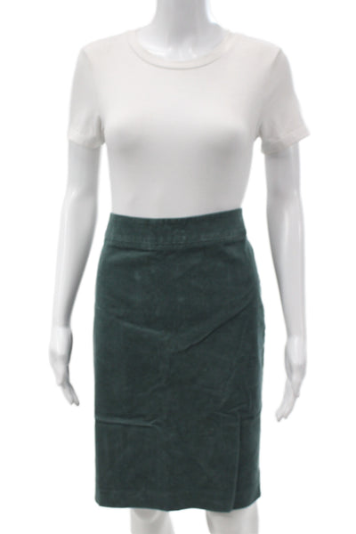 J Crew Women Straight Pencil Green Cotton Spandex Knee Length Skirt Size 12