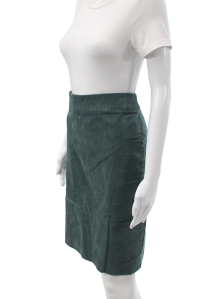 J Crew Women Straight Pencil Green Cotton Spandex Knee Length Skirt Size 12