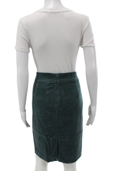 J Crew Women Straight Pencil Green Cotton Spandex Knee Length Skirt Size 12