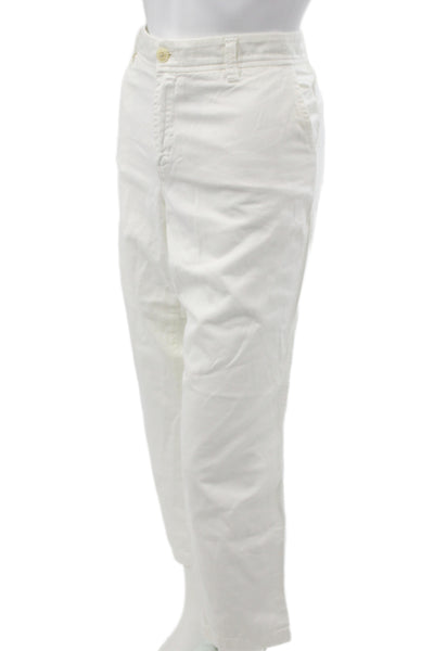 J Crew Women Cropped Chino Pants White Cotton Button Size 12