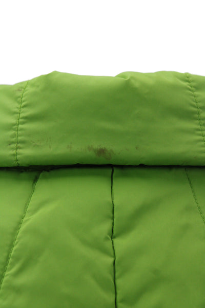 Kenneth Cole Reaction Womens Green Puffer Quilted Jacket Zip Collared Size XL
