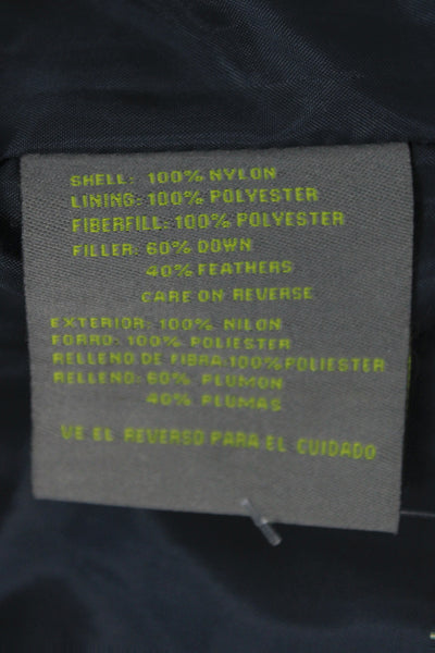 Kenneth Cole Reaction Womens Green Puffer Quilted Jacket Zip Collared Size XL
