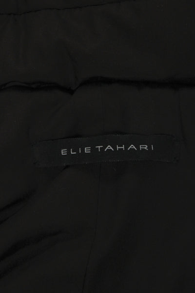 Elie Tahari Women Quilted Puffer Vest Black Drawstring High Neck Size XL