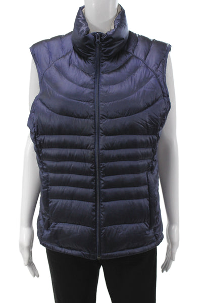 Bernardo Unisex Dark Blue Quilted Puffer Vest High Neck Zip Size XL