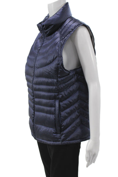 Bernardo Unisex Dark Blue Quilted Puffer Vest High Neck Zip Size XL