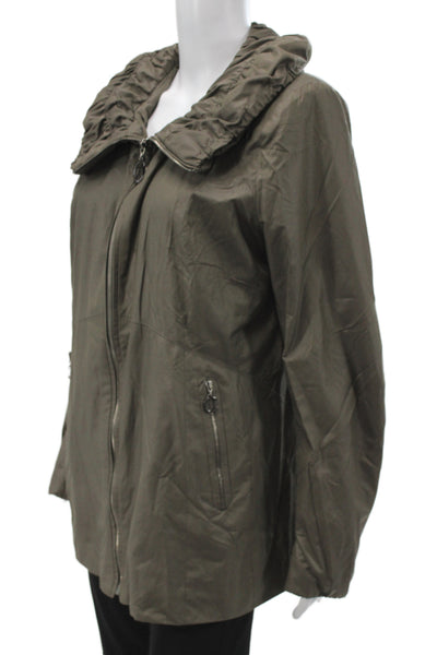 Creenstone Women Raincoat Windbreaker Green Zip High Neck Size 42