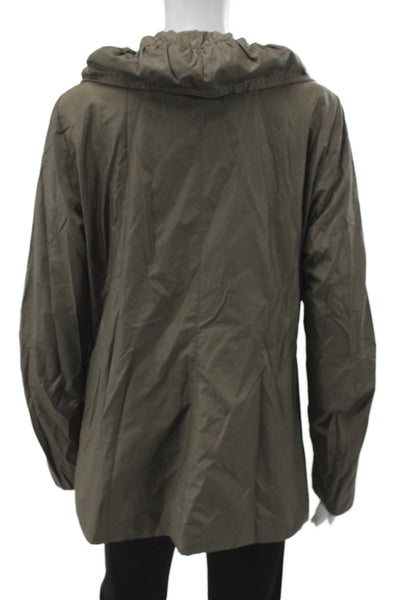 Creenstone Women Raincoat Windbreaker Green Zip High Neck Size 42