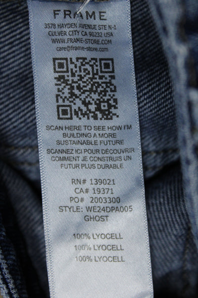 Frame Womens Paperbag Wide-Leg Jeans Dark Blue Mid-Rise Lyocell Size 25