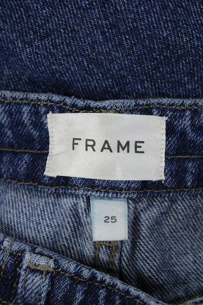 Frame Womens Paperbag Wide-Leg Jeans Dark Blue Mid-Rise Lyocell Size 25