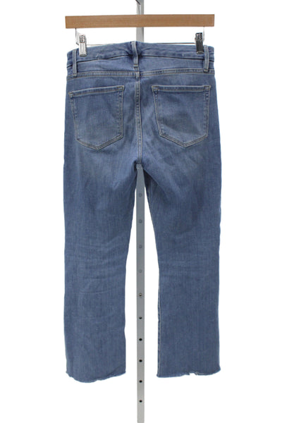 Frame Women Cropped Straight Jeans Blue Mid Rise Button Size 26