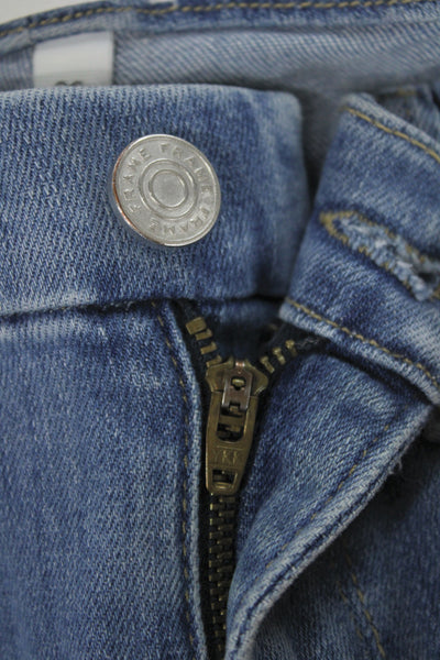 Frame Women Cropped Straight Jeans Blue Mid Rise Button Size 26