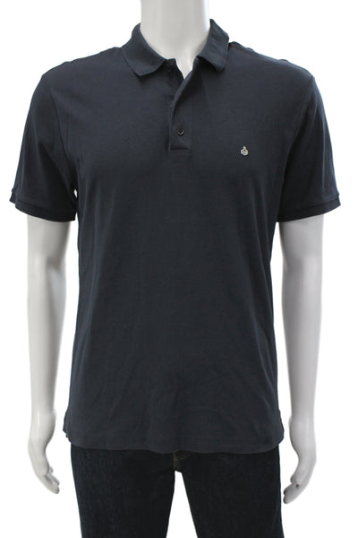 Rag & Bone Mens Dark Blue Cotton Collared Short Sleeve Polo Solid Fall Size M