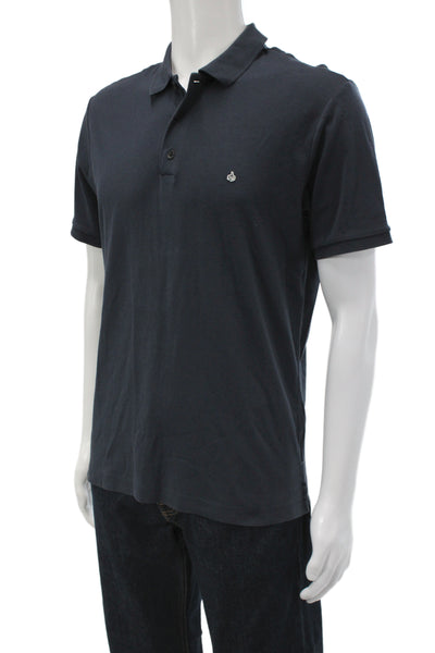 Rag & Bone Mens Dark Blue Cotton Collared Short Sleeve Polo Solid Fall Size M