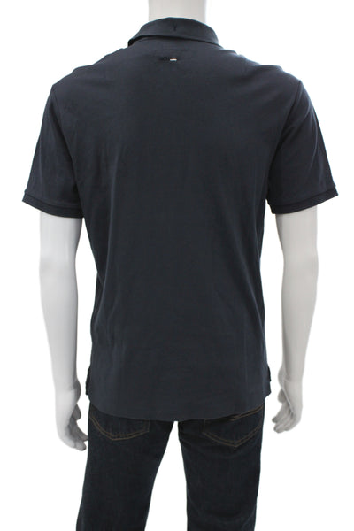 Rag & Bone Mens Dark Blue Cotton Collared Short Sleeve Polo Solid Fall Size M