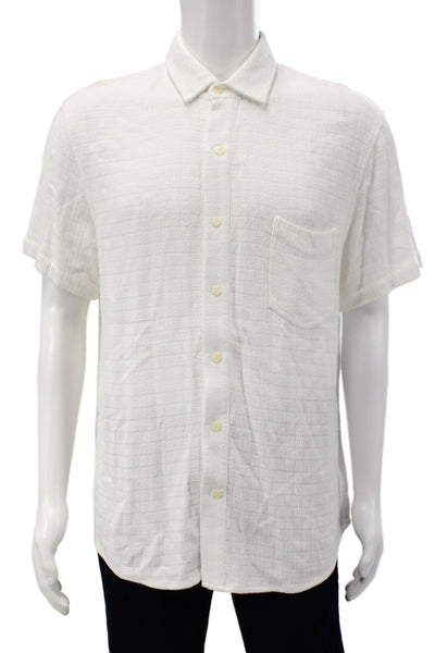Joes Men's Short Sleeves Casual Button Down Shirt Shite Size M
