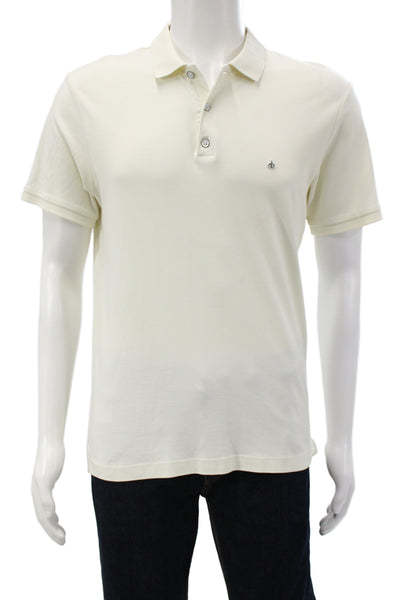 Rag & Bone Men Polo Collared Short Sleeve Beige Cotton Size M