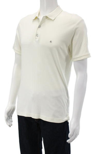 Rag & Bone Men Polo Collared Short Sleeve Beige Cotton Size M