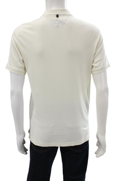 Rag & Bone Men Polo Collared Short Sleeve Beige Cotton Size M