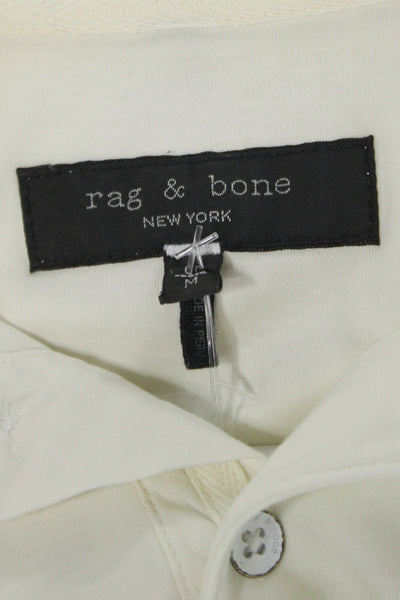 Rag & Bone Men Polo Collared Short Sleeve Beige Cotton Size M