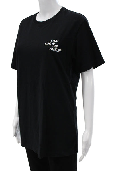 Frame Women Basic T-Shirt Black 100% Cotton Short Sleeve Crew Neck Size S
