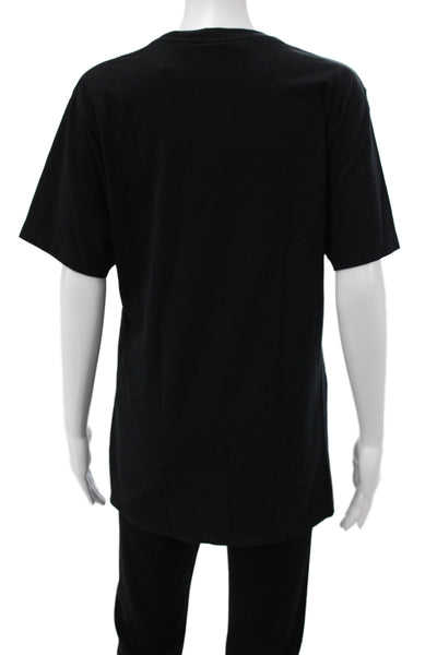 Frame Women Basic T-Shirt Black 100% Cotton Short Sleeve Crew Neck Size S
