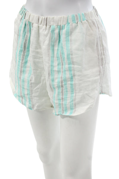 Vitamin A Unisex Striped Linen Beach Shorts White Size S