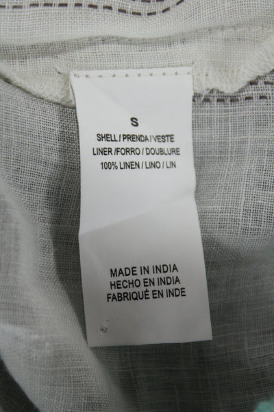 Vitamin A Unisex Striped Linen Beach Shorts White Size S