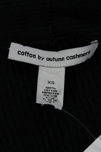 Cotton By Autumn Cashmere Women Cardigan Black Cotton Long Sleeve Size XS