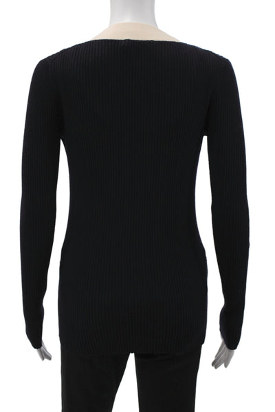 Tory Burch Womens Black V-Neck Button Wool Acrylic Cardigan Long Sleeve Size XS