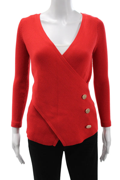 Milly Womens Cardigan V-Neck Long Sleeve Red Button Size 0P