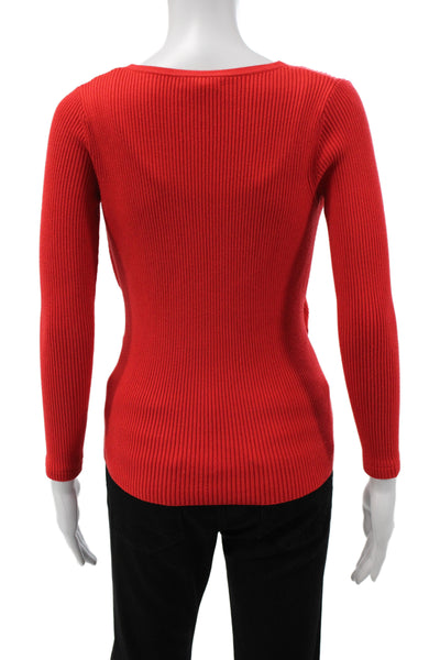 Milly Womens Cardigan V-Neck Long Sleeve Red Button Size 0P