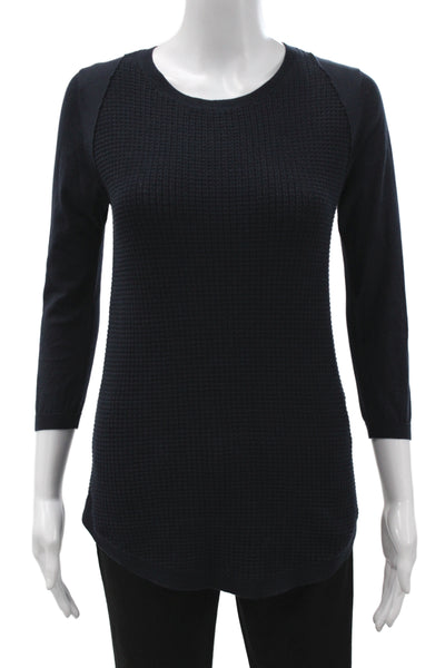 Cotton By Autumn Cashmere Womens Black Tunic Sweater 3/4 Sleeve Size XS